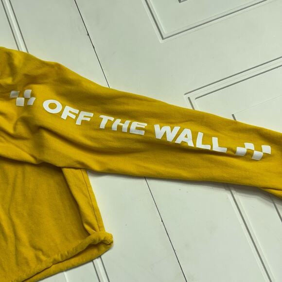 Vans Off The Wall Yellow Long Sleeve Cropped Tee T Shirt Long  Sleeve Size Small - Picture 6 of 6